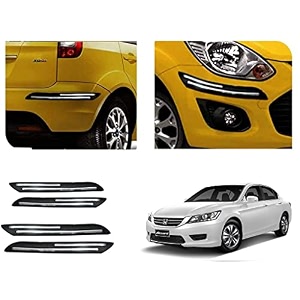 auto beast rubber car bumper protector guard with doublechrome strip compatible with accord car  car bumper protector set 4