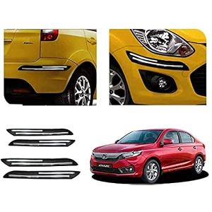 auto beast rubber car bumper protector guard with double chrome strip compatible with amaze 2018 car  car bumper protector set 4