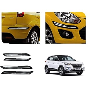 auto beast rubber car bumper protector guard with doublechrome strip compatible with creta 2018 2019 car  car bumper protector set 4