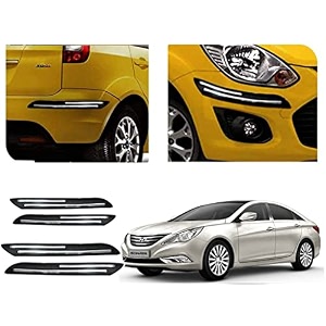 auto beast rubber car bumper protector guard with doublechrome strip compatible with sonata embera car  car bumper protector set 4