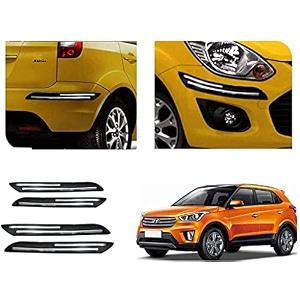 auto beast rubber car bumper protector guard with doublechrome strip compatible with creta type 1 car  car bumper protector set 4