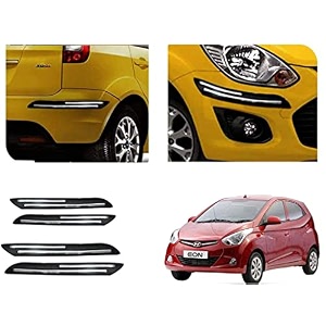 auto beast rubber car bumper protector guard with doublechrome strip compatible with eon car  car bumper protector set 4