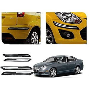 auto beast rubber car bumper protector guard with doublechrome strip compatible with volkswagen jetta type 1 car  car bumper protector set 4