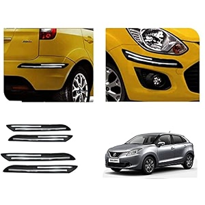 auto beast rubber car bumper protector guard with doublechrome strip compatible with maruti suzuki baleno new car  car bumper protector set 4