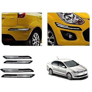 auto beast rubber car bumper protector guard with doublechrome strip compatible with volkswagen vento car  car bumper protector set 4