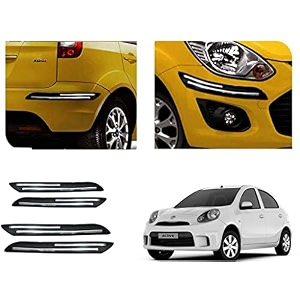 auto beast rubber car bumper protector guard with doublechrome strip compatible with nissan micra active car  car bumper protector set 4
