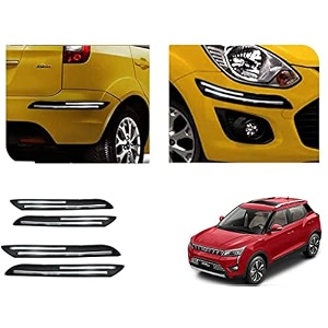 auto beast rubber car bumper protector guard with doublechrome strip compatible with mahindra xuv 300 2019 car  car bumper protector set 4