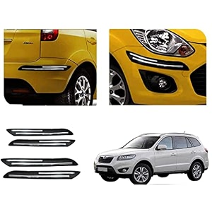 auto beast rubber car bumper protector guard with doublechrome strip compatible with terracan car  car bumper protector set 4