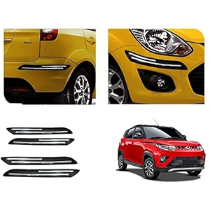 auto beast rubber car bumper protector guard with doublechrome strip compatible with mahindra kuv 100 nxt car  car bumper protector set 4
