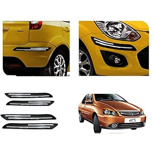 auto beast rubber car bumper protector guard with doublechrome strip compatible with tata indigo cs car  car bumper protector set 4