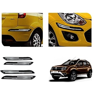 auto beast rubber car bumper protector guard with doublechrome strip compatible with renault duster 2016 car  car bumper protector set 4