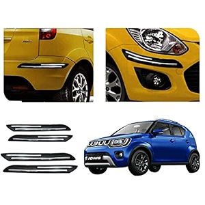 auto beast rubber car bumper protector guard with doublechrome strip compatible with maruti suzuki ignis 2020 car  car bumper protector set 4