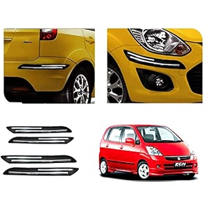 auto beast rubber car bumper protector guard with doublechrome strip compatible with maruti suzuki zen estilo type 1 car  car bumper protector set 4