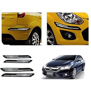 auto beast rubber car bumper protector guard with double chrome strip compatible with city 2017 car  car bumper protector set 4
