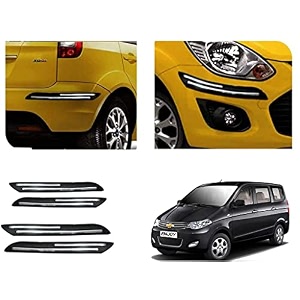 auto beast rubber car bumper protector guard with doublechrome strip compatible with enjoy car  car bumper protector set 4