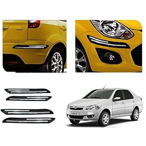 auto beast rubber car bumper protector guard with double chrome strip compatible with siena car  car bumper protector set 4