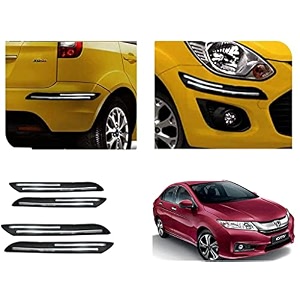 auto beast rubber car bumper protector guard with doublechrome strip compatible with city idtec 2016 car  car bumper protector set 4