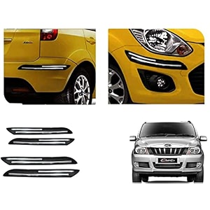 auto beast rubber car bumper protector guard with doublechrome strip compatible with mahindra quanto car  car bumper protector set 4
