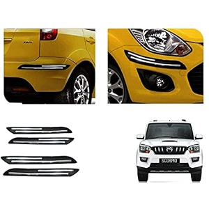 auto beast rubber car bumper protector guard with doublechrome strip compatible with mahindra scorpio new car  car bumper protector set 4