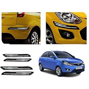 auto beast rubber car bumper protector guard with doublechrome strip compatible with tata zest car  car bumper protector set 4