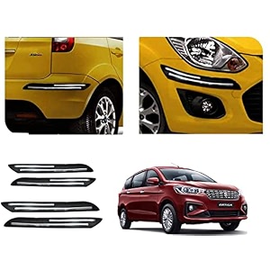 auto beast rubber car bumper protector guard with doublechrome strip compatible with maruti suzuki ertiga 2018 car  car bumper protector set 4