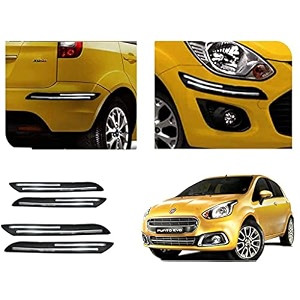 auto beast rubber car bumper protector guard with doublechrome strip compatible with punto evo car  car bumper protector set 4