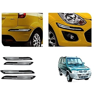auto beast rubber car bumper protector guard with doublechrome strip compatible with mahindra rhino car  car bumper protector set 4