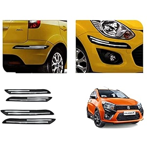 auto beast rubber car bumper protector guard with doublechrome strip compatible with maruti suzuki celerio x car  car bumper protector set 4