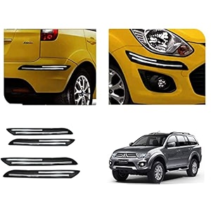 auto beast rubber car bumper protector guard with doublechrome strip compatible with mitsubishi pajero sport car  car bumper protector set 4