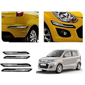 auto beast rubber car bumper protector guard with doublechrome strip compatible with maruti suzuki wagon r stingray car  car bumper protector set 4