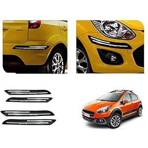 auto beast rubber car bumper protector guard with doublechrome strip compatible with aventura car  car bumper protector set 4