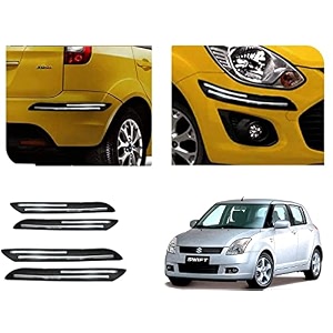 auto beast rubber car bumper protector guard with doublechrome strip compatible with maruti suzuki swift type 1 car  car bumper protector set 4