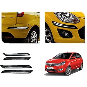 auto beast rubber car bumper protector guard with doublechrome strip compatible with tata bolt car  car bumper protector set 4