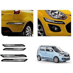 auto beast rubber car bumper protector guard with doublechrome strip compatible with maruti suzuki wagonr 2010 car  car bumper protector set 4
