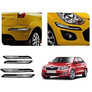 auto beast rubber car bumper protector guard with doublechrome strip compatible with skoda rapid 2012 car  car bumper protector set 4