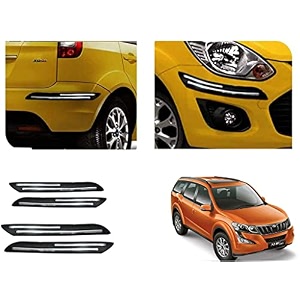 auto beast rubber car bumper protector guard with doublechrome strip compatible with mahindra xuv 500 2015 car  car bumper protector set 4