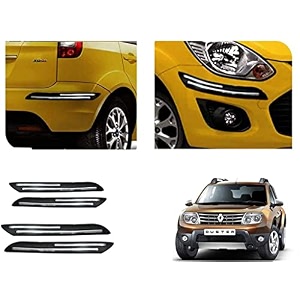 auto beast rubber car bumper protector guard with doublechrome strip compatible with renault duster car  car bumper protector set 4