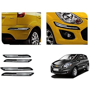 auto beast rubber car bumper protector guard with doublechrome strip compatible with sail uva car  car bumper protector set 4