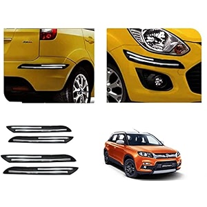 auto beast rubber car bumper protector guard with doublechrome strip compatible with maruti suzuki vitara brezza car  car bumper protector set 4