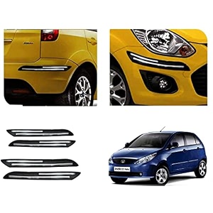 auto beast rubber car bumper protector guard with doublechrome strip compatible with tata indica vista car  car bumper protector set 4