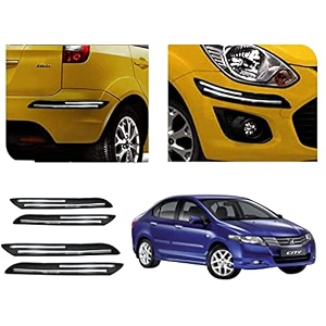 auto beast rubber car bumper protector guard with doublechrome strip compatible with city ivtech car  car bumper protector set 4