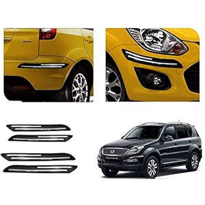 auto beast rubber car bumper protector guard with doublechrome strip compatible with mahindra rexton car  car bumper protector set 4