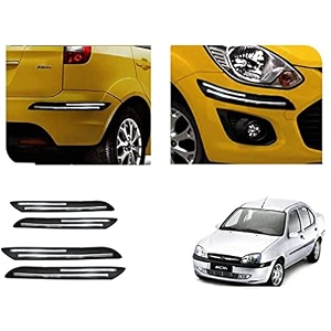 auto beast rubber car bumper protector guard with doublechrome strip compatible with compatible withd ikon car  car bumper protector set 4