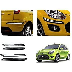 auto beast rubber car bumper protector guard with doublechrome strip compatible with compatible withd figo type 1 car  car bumper protector set 4