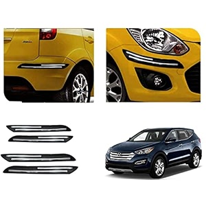 auto beast rubber car bumper protector guard with doublechrome strip compatible with santa fe car  car bumper protector set 4