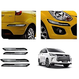 auto beast rubber car bumper protector guard with doublechrome strip compatible with toyota innova crysta 2019 car  car bumper protector set 4
