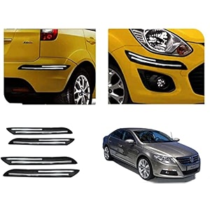auto beast rubber car bumper protector guard with doublechrome strip compatible with volkswagen passat car  car bumper protector set 4