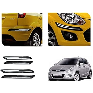 auto beast rubber car bumper protector guard with doublechrome strip compatible with i20 type 1 car  car bumper protector set 4