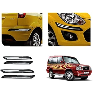 auto beast rubber car bumper protector guard with doublechrome strip compatible with tata sumo car  car bumper protector set 4