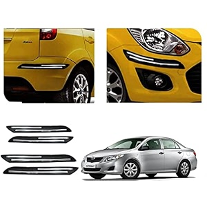 auto beast rubber car bumper protector guard with doublechrome strip compatible with toyota corolla car  car bumper protector set 4